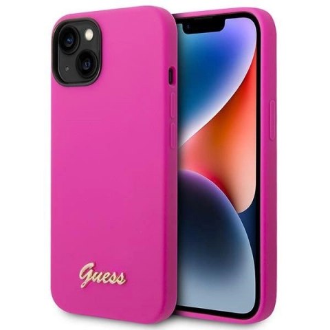 Etu Guess Silicone Vintage Gold Logo na iPhone 14 / 15 Plus - fuksja