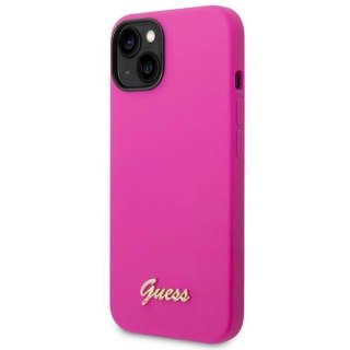 Etu Guess Silicone Vintage Gold Logo na iPhone 14 / 15 Plus - fuksja