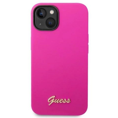 Etu Guess Silicone Vintage Gold Logo na iPhone 14 / 15 Plus - fuksja
