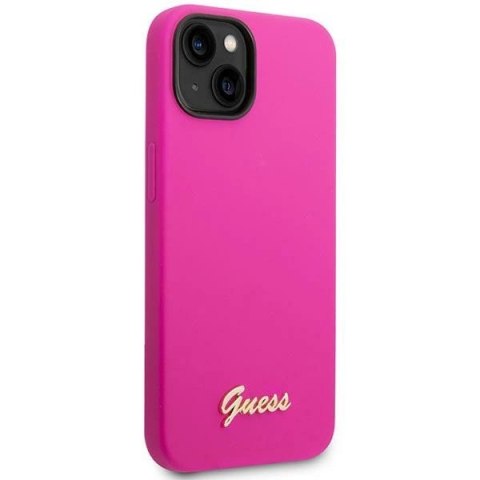Etu Guess Silicone Vintage Gold Logo na iPhone 14 / 15 Plus - fuksja