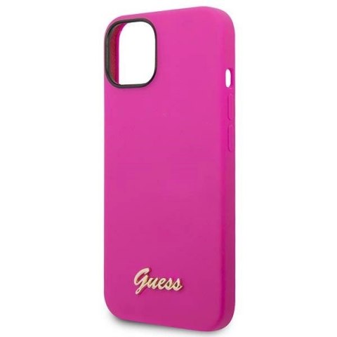 Etu Guess Silicone Vintage Gold Logo na iPhone 14 / 15 Plus - fuksja
