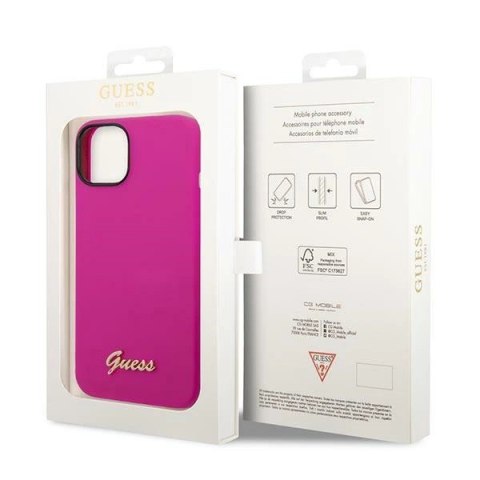 Etu Guess Silicone Vintage Gold Logo na iPhone 14 / 15 Plus - fuksja