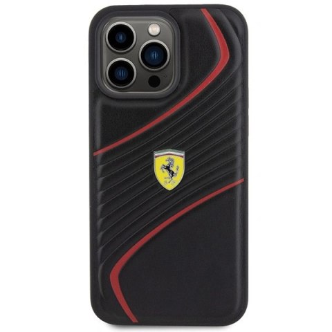 Etui Ferrari Twist Metal Logo na iPhone 15 Pro Max - czarne
