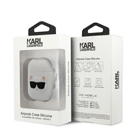 Etui Karl Lagerfeld Silicone Choupette na AirPods 1 / 2 Cover - białe