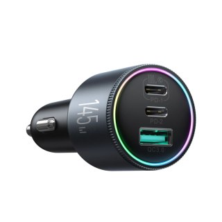 Ładowarka samochodowa Joyroom JR-CCN07 145W 2xUSB-C USB-A + kabel USB-C 100W - ciemnoszara