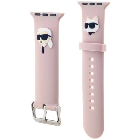 Pasek Karl Lagerfeld 3D Rubber Karl&Choupette Heads na Apple Watch 38/40/41mm - różowy