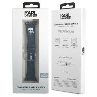 Pasek Karl Lagerfeld Ikonik Saffiano Karl Heads na Apple Watch (38 / 40 / 41 mm) - czarny