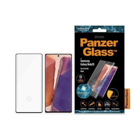 Szkło hartowane PanzerGlass Curved Super+ na Samsung Note 20 Case Friendly Finger Print AntiBacterial - czarne