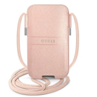 Torebka Guess Saffiano Strap 6,7" na telefon - różowa