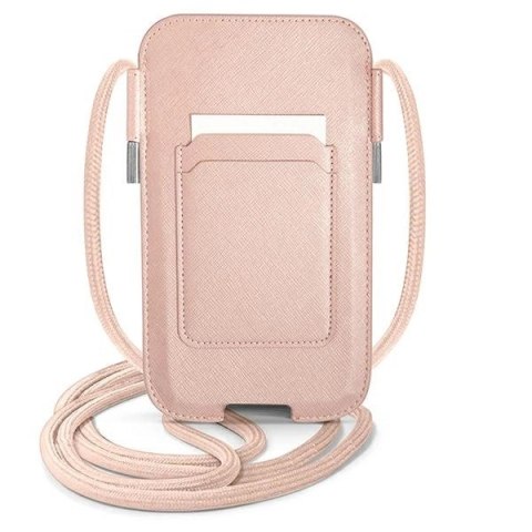 Torebka Guess Saffiano Strap 6,7" na telefon - różowa