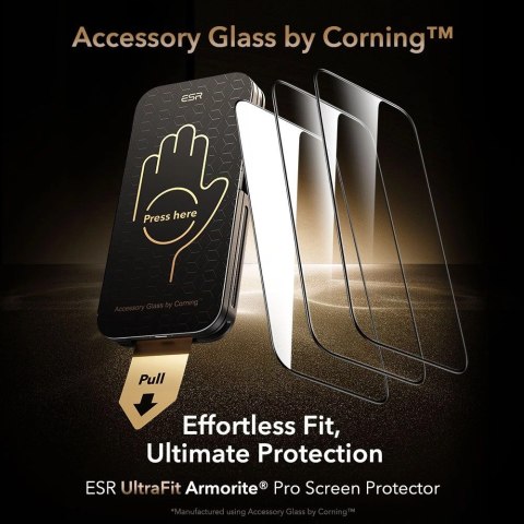 Szkło hartowane ESR UltraFit Armorite Pro na iPhone 16 Pro / 17 - przezroczyste