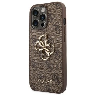 Etui Guess 4G Big Metal Logo na iPhone 14 Pro - brązowe