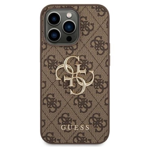 Etui Guess 4G Big Metal Logo na iPhone 14 Pro - brązowe