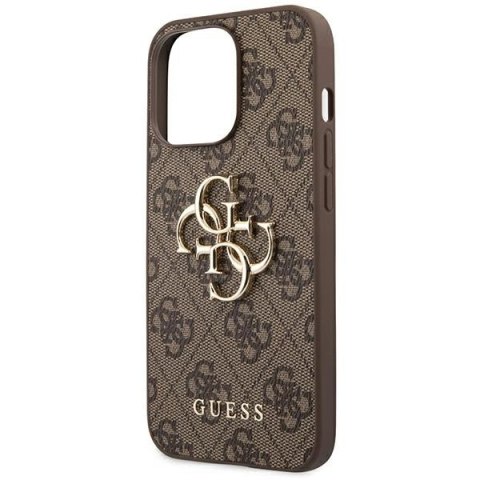 Etui Guess 4G Big Metal Logo na iPhone 14 Pro - brązowe