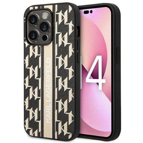 Etui Karl Lagerfeld Monogram Stripe na iPhone 14 Pro Max - brązowe