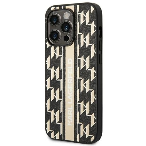 Etui Karl Lagerfeld Monogram Stripe na iPhone 14 Pro Max - brązowe