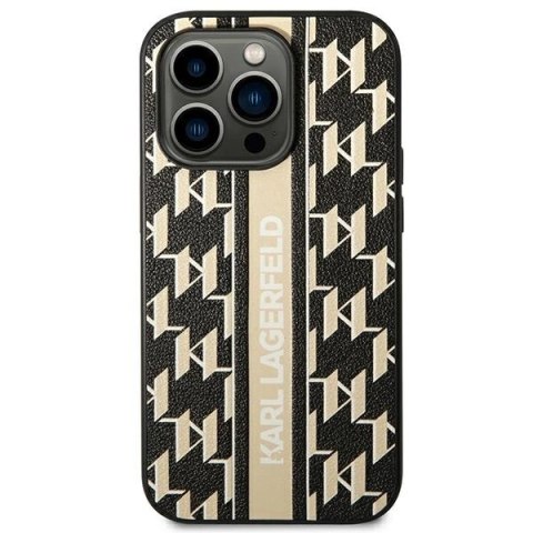 Etui Karl Lagerfeld Monogram Stripe na iPhone 14 Pro Max - brązowe