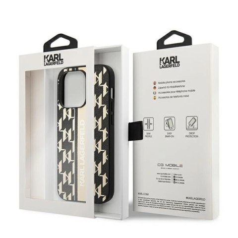 Etui Karl Lagerfeld Monogram Stripe na iPhone 14 Pro Max - brązowe