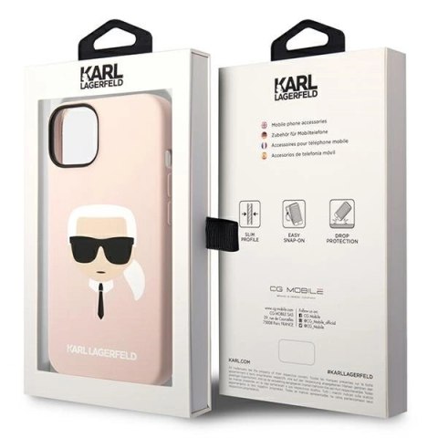 Etui Karl Lagerfeld Silicone Karl's Head MagSafe na iPhone 14 - jasnoróżowe
