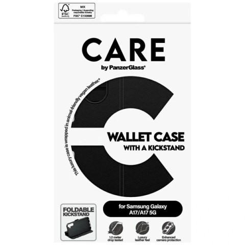 Etui CARE by PanzerGlass Wallet Case M. Kickstand do Samsung Galaxy M17 5G / A17 / A17 5G - czarne