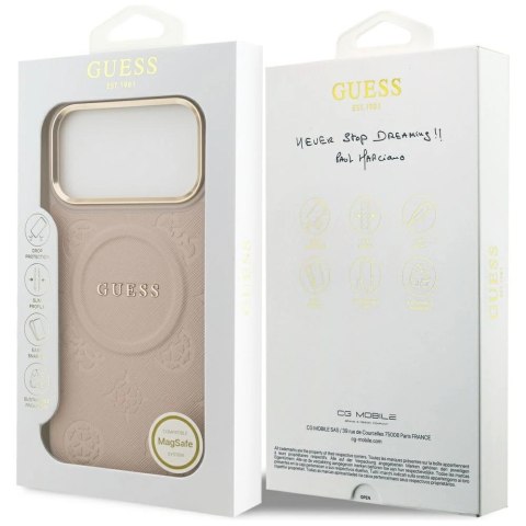 Etui Guess Peony Hot Stamp MagSafe na iPhone 17 Pro Max - różowe