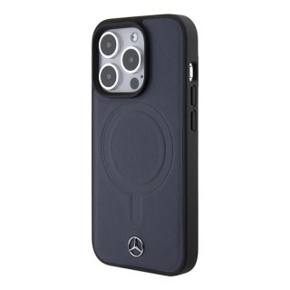 Etui Mercedes Smooth Leather MagSafe na iPhone 15 Pro - granatowe