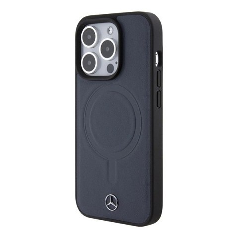 Etui Mercedes Smooth Leather MagSafe na iPhone 15 Pro - granatowe