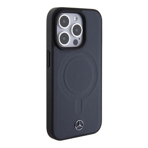 Etui Mercedes Smooth Leather MagSafe na iPhone 15 Pro - granatowe