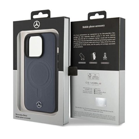 Etui Mercedes Smooth Leather MagSafe na iPhone 15 Pro - granatowe