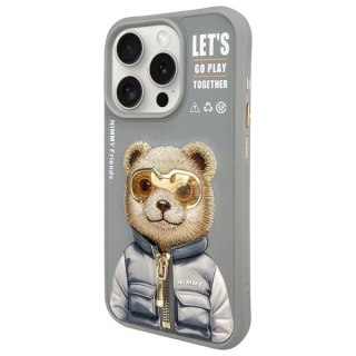 Etui Nimmy Cool&Cute 2.0 Bear na iPhone 15 Pro - szare