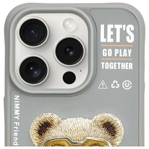 Etui Nimmy Cool&Cute 2.0 Bear na iPhone 15 Pro - szare