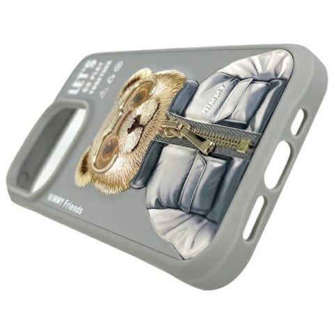 Etui Nimmy Cool&Cute 2.0 Bear na iPhone 15 Pro - szare