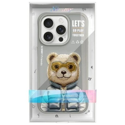 Etui Nimmy Cool&Cute 2.0 Bear na iPhone 15 Pro - szare