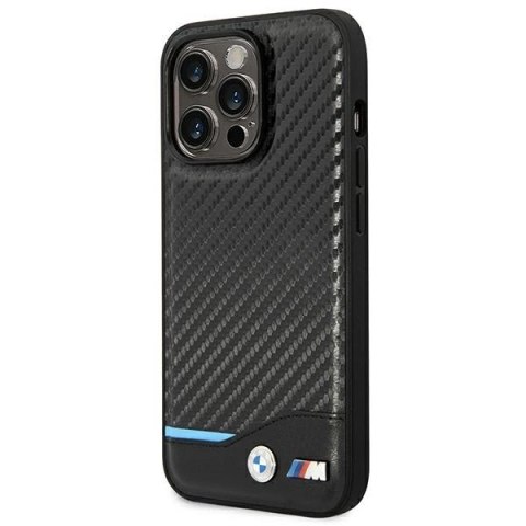 Etui BMW Leather Carbon na iPhone 14 Pro Max - czarne