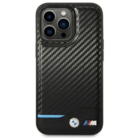 Etui BMW Leather Carbon na iPhone 14 Pro Max - czarne