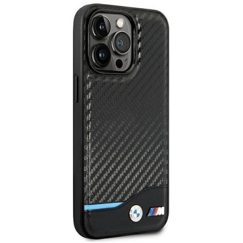 Etui BMW Leather Carbon na iPhone 14 Pro Max - czarne