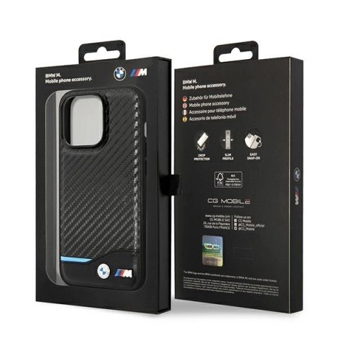 Etui BMW Leather Carbon na iPhone 14 Pro Max - czarne