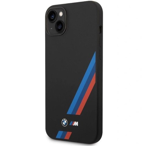 Etui BMW Silicone Slanted Sttripes na iPhone 14 Plus / 15 Plus - czarne