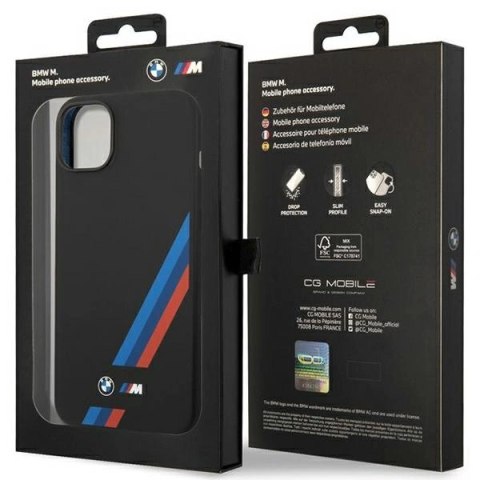 Etui BMW Silicone Slanted Sttripes na iPhone 14 Plus / 15 Plus - czarne