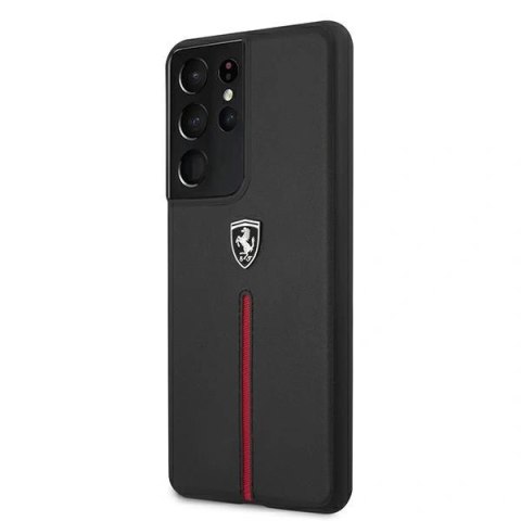 Etui Ferrari Off Track Leather Nylon Stripe na Samsung Galaxy S21 Ultra - czarne