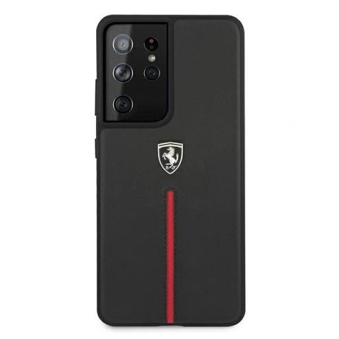 Etui Ferrari Off Track Leather Nylon Stripe na Samsung Galaxy S21 Ultra - czarne