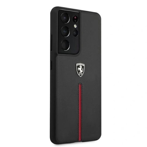 Etui Ferrari Off Track Leather Nylon Stripe na Samsung Galaxy S21 Ultra - czarne