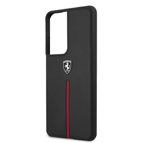 Etui Ferrari Off Track Leather Nylon Stripe na Samsung Galaxy S21 Ultra - czarne