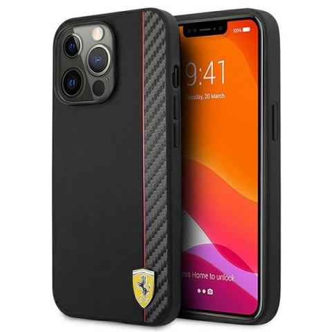 Etui Ferrari On Track Carbon Stripe na iPhone 13 Pro Max - czarne