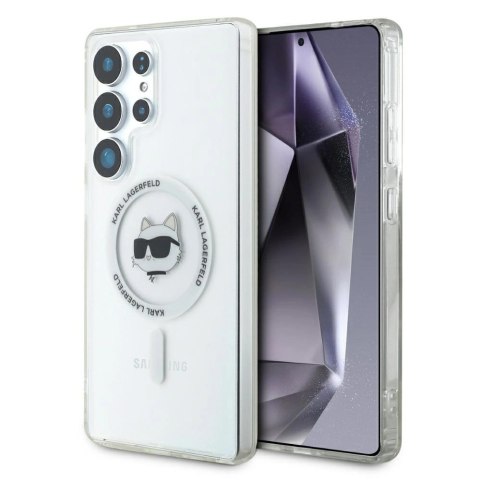 Etui Karl Lagerfeld Button Choupette Head Printed Logo MagSafe na Samsung Galaxy S25 Ultra - białe