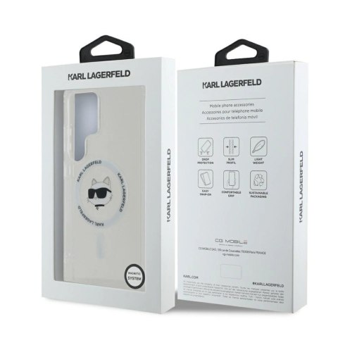 Etui Karl Lagerfeld Button Choupette Head Printed Logo MagSafe na Samsung Galaxy S25 Ultra - białe