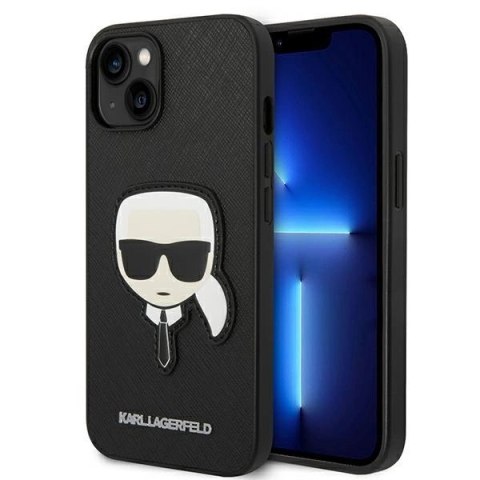 Etui Karl Lagerfeld Saffiano Karl`s Head Patch na iPhone 13 / 14 / 15 - czarne