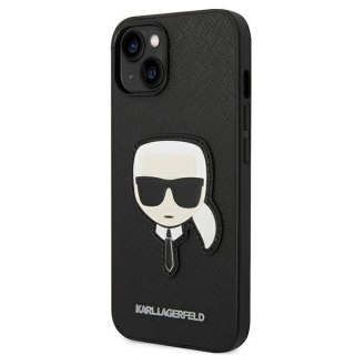 Etui Karl Lagerfeld Saffiano Karl`s Head Patch na iPhone 13 / 14 / 15 - czarne