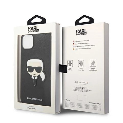 Etui Karl Lagerfeld Saffiano Karl`s Head Patch na iPhone 13 / 14 / 15 - czarne