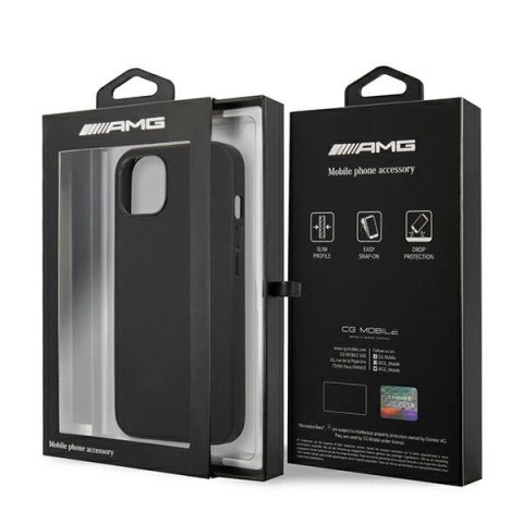 Etui Mercedes AMG Leather Hot Stamped na iPhone 13 / 14 / 15 - czarne